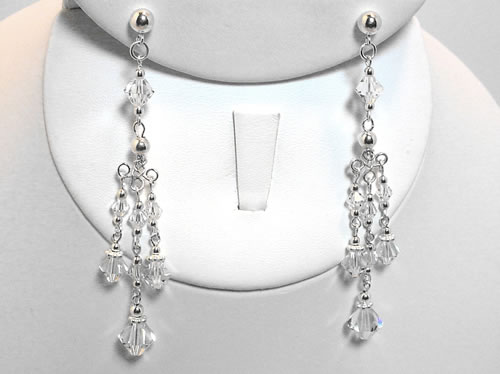 Sterling Silver Austrian Crystal Chandelier Wedding Earrings