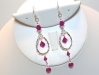 Sterling Silver Austrian HOT Pink Crystal Chandelier Earrings