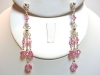 Sterling Silver Pink Crystal Fleur de Lis Chandelier Earrings