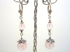 Sterling Silver Fleur de Lis Faceted Pink Quartz Dangle Earrings