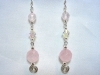 Sterling Silver Faceted Pink Quartz AB Crystal Dangle Earrings
