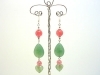 Sterling Silver Green Aventurine & Pink Quartz Dangle Earrings