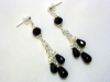 Sterling Silver Chain Faceted Black Onyx Dangle Earrings