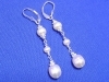 Sterling Silver Pearl Fleur de Lis Dangle Wedding Earrings