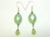 Antique Sterling Silver Green Oriental Jade Dangle Earrings