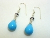Sterling Silver Blue Turquoise Teardrop Dangle Earrings