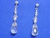 Faceted Clear Quartz Teardrop Sterling Silver Dangle Earrings