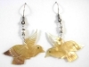 Golden Shell Carved Flying Bird Sterling Silver Dangle Earrings