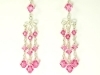 Pink Austrian Crystal Sterling Silver Chandelier Earrings