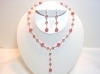 Cherry Pink Quartz Sterling Silver Chain Pendant Y-Necklace Set
