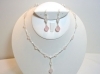 Faceted Pink Quartz Sterling Silver Pendant Y-Necklace Set