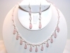 Pink Quartz Sterling Silver Bead & Chain Chandelier Necklace Set