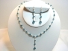 Austrian Blue-Green Crystal Sterling Silver Y-Necklace Set